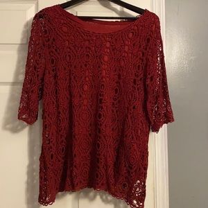 CJ Banks - dressy shirt maroon in color size X